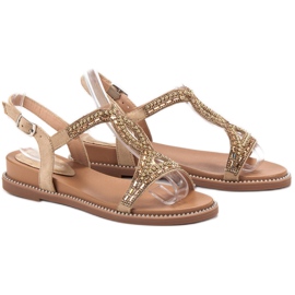 Bello Star Sandale od antilopa s kristalima smeđa 1