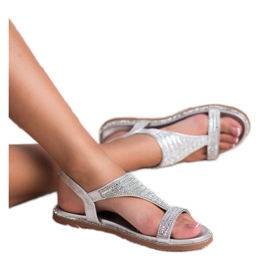 Super Mode Elegantne srebrne sandale siva 1