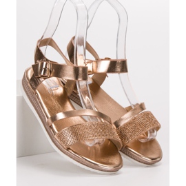 SHELOVET Modne sandale s kubnim cirkonijem ružičasta žuta boja 1