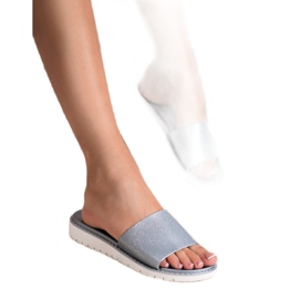 Fashion Modne sjajne papuče siva 1