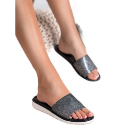 Fashion Modne sjajne papuče crna 2