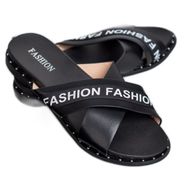 SHELOVET Crne modne papuče crno 2