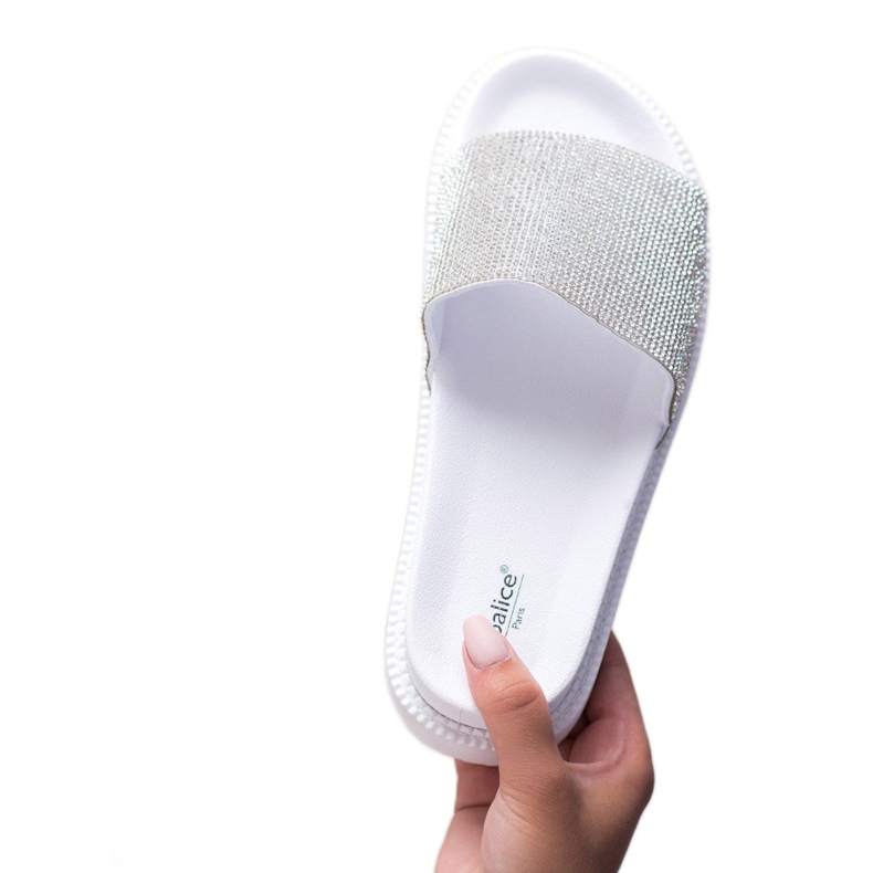 SHELOVET Papuče s kristalima bijela 2