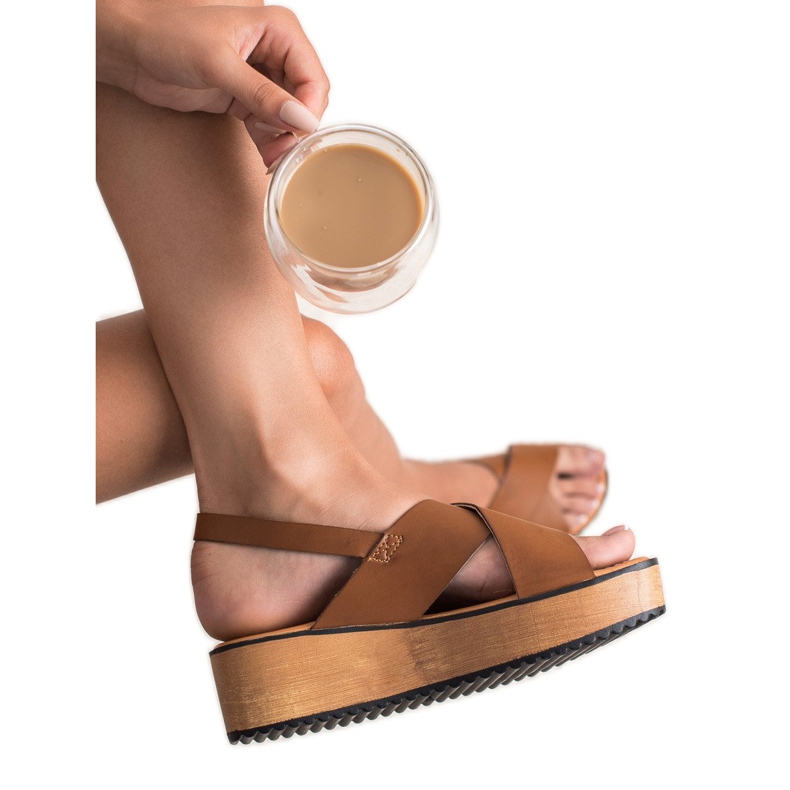 SHELOVET Sandale na platformi smeđa 2