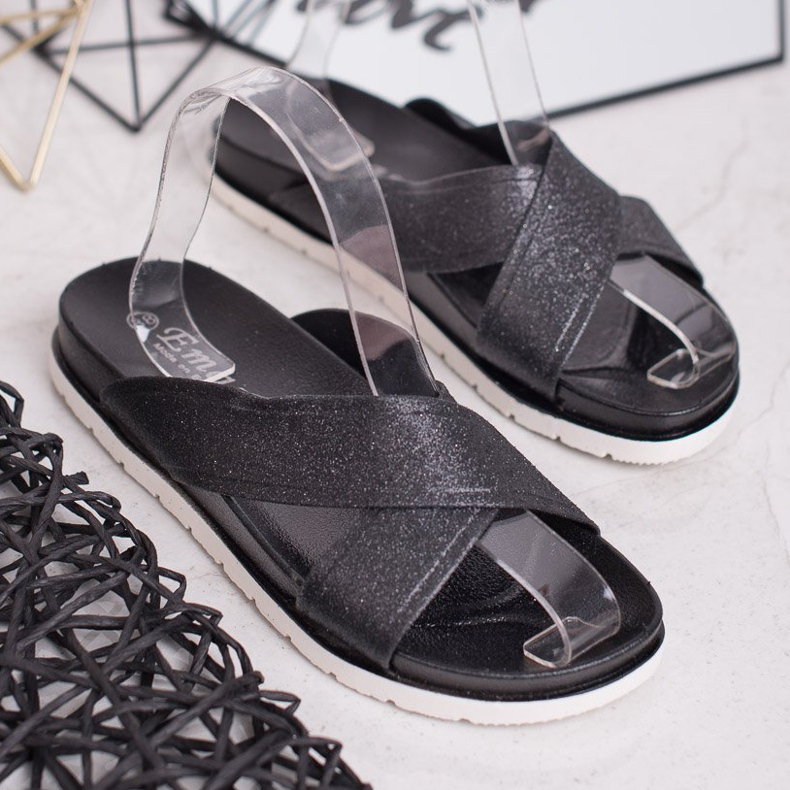 Emaks Crne papuče sa sjajem crno 2