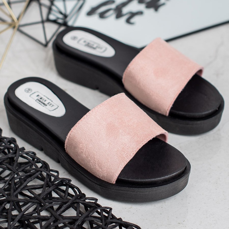 SHELOVET Sandale na klin ružičasta 1