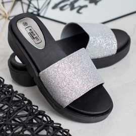 SHELOVET Gumene papuče na klin siva 1