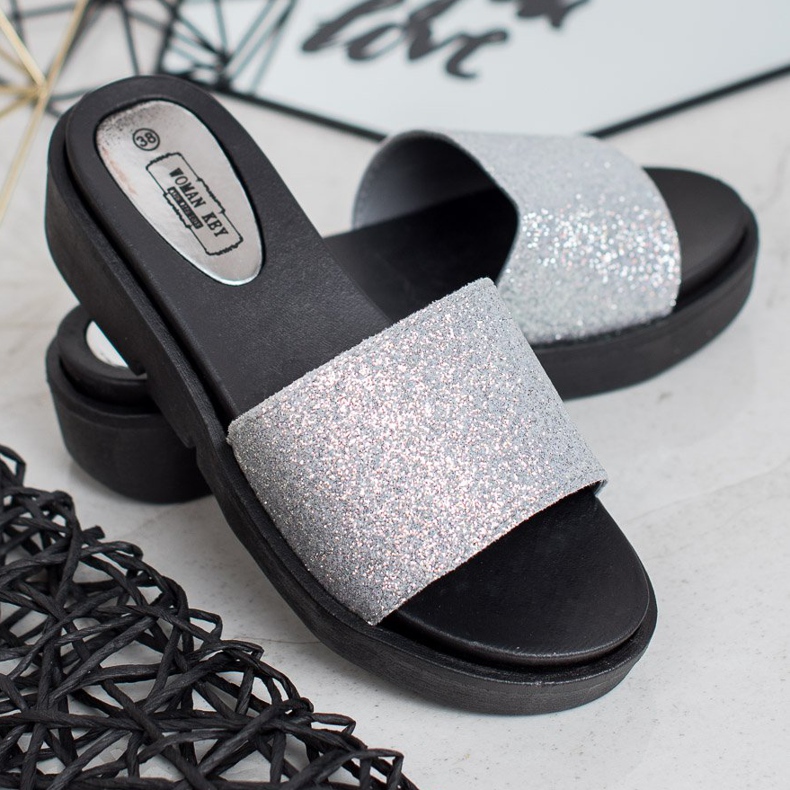 SHELOVET Gumene papuče na klin siva 1