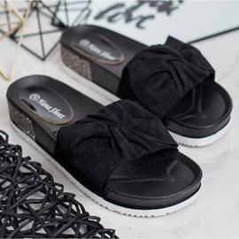 SHELOVET Papuče od antilopa s kubnim cirkonijem crna 2