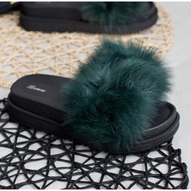SHELOVET Papuče s krznom zelena 2