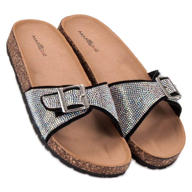 Marquiz Sjajne papuče s kopčom crna 1