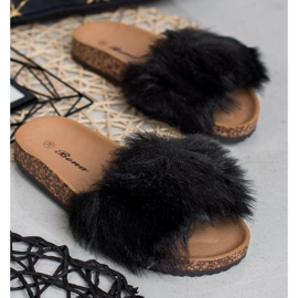 Bona Papuče s krznom crno 2