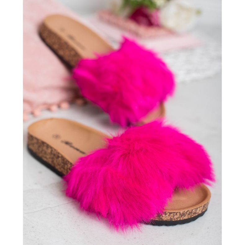 Bona Papuče s krznom ružičasta 1