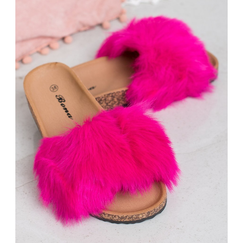 Bona Papuče s krznom ružičasta 2