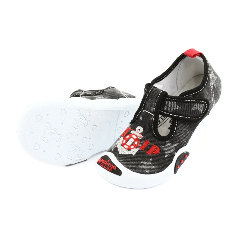 American Club Dječje tenisice kožni umetak TEN12 crna crvena siva 5