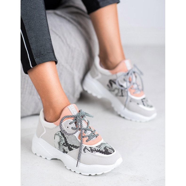 SHELOVET Modne tenisice sa zmijskim printom siva 1