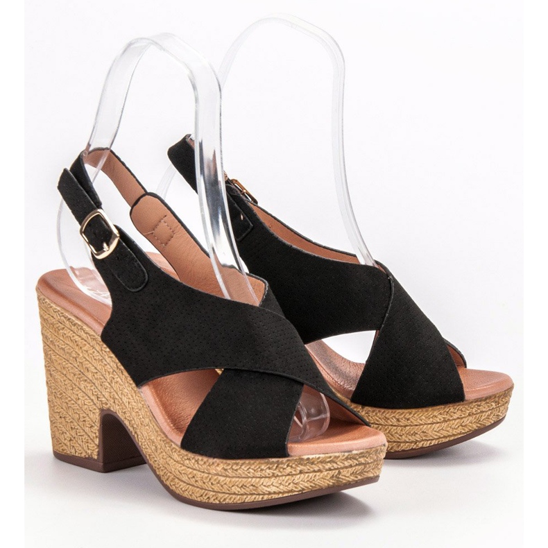 Anesia Paris Lagane sandale s visokim potpeticama crno 1