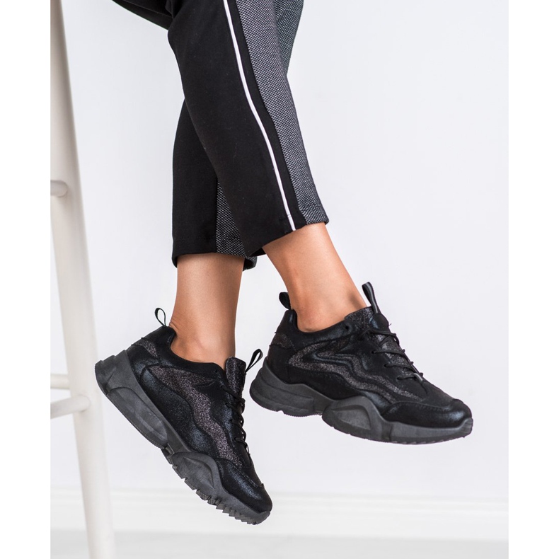 SHELOVET Glitter tenisice crno 2