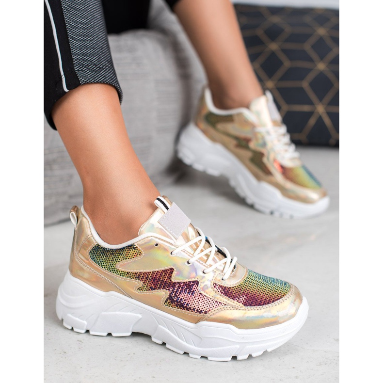 SHELOVET Zlatne tenisice sa šljokicama zlatni 1