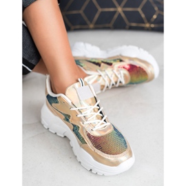 SHELOVET Zlatne tenisice sa šljokicama zlatni 2