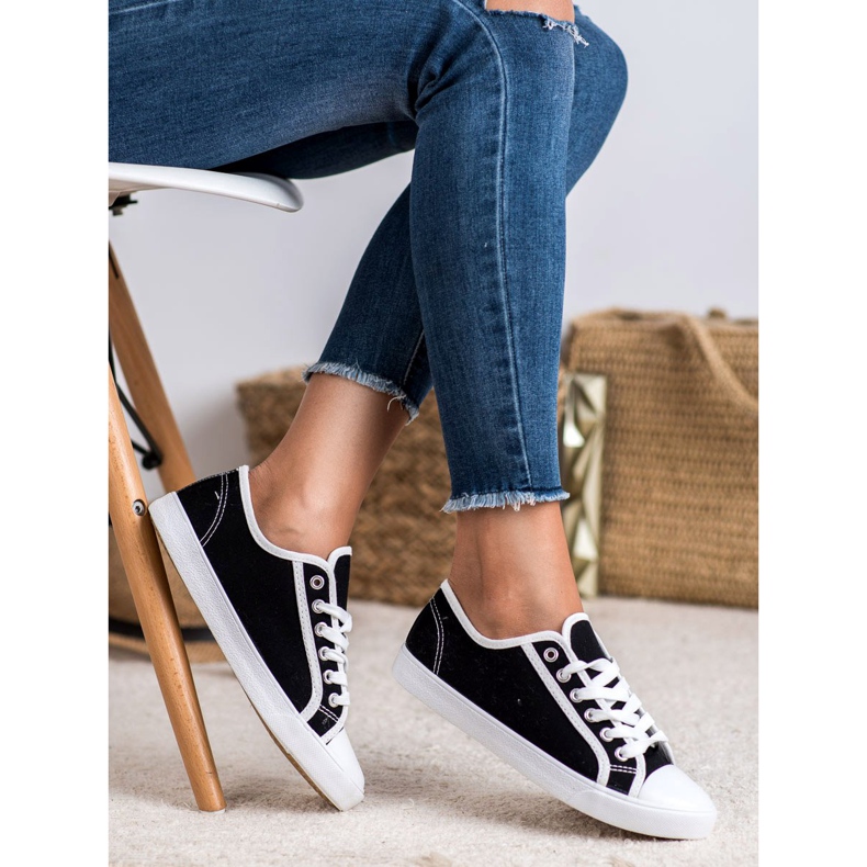 SHELOVET Niske ženske tenisice bijela crno 1