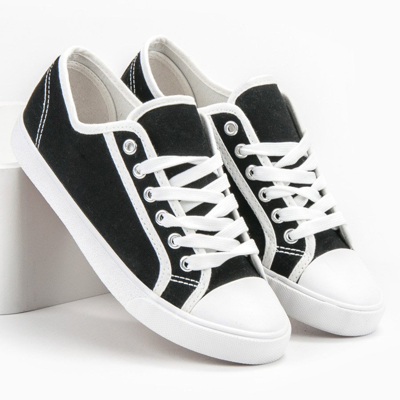 SHELOVET Niske ženske tenisice bijela crna 2