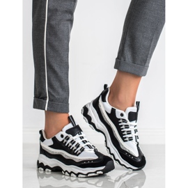 Small Swan Tenisice sa sjajem bijela crna 1