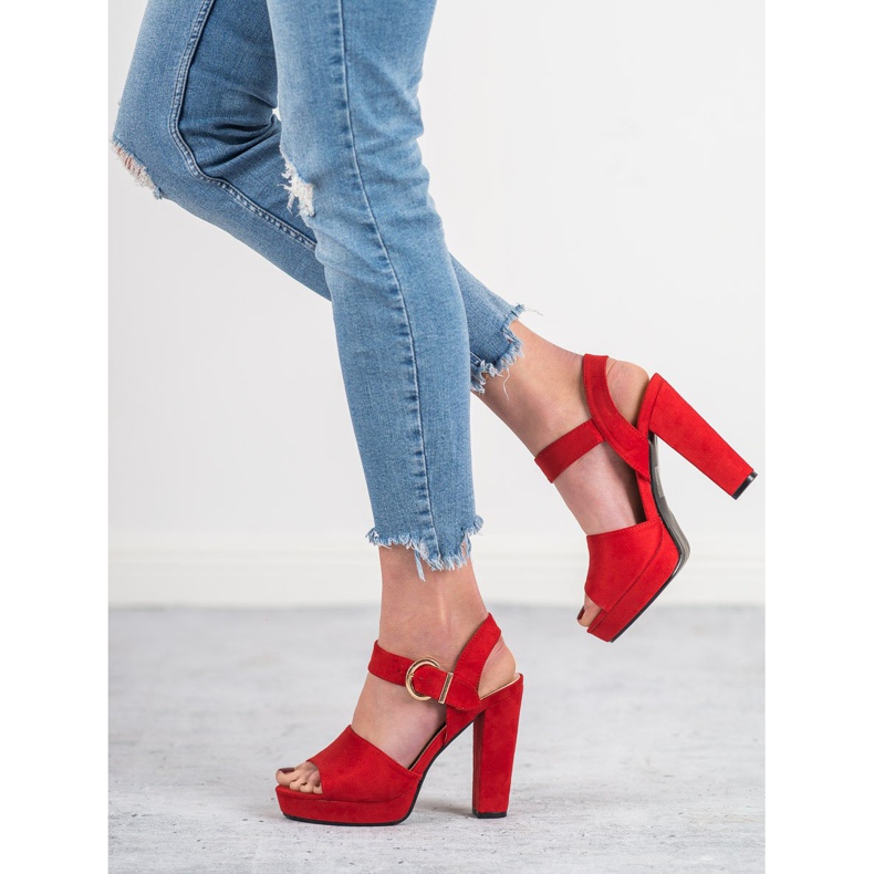 SHELOVET Crvene sandale na platformi crvena 2