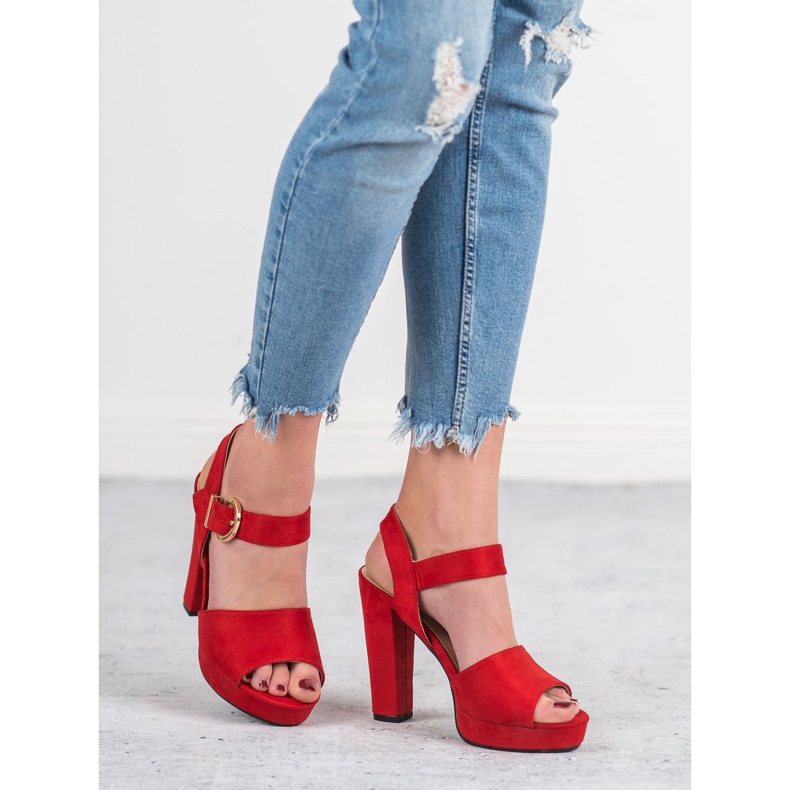 SHELOVET Crvene sandale na platformi crvena 1
