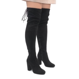 Crne čizme od antilopa na stupu ZH811 crna 1