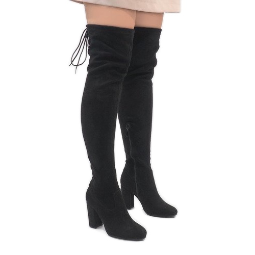 Crne čizme od antilopa na stupu ZH811 crna 1