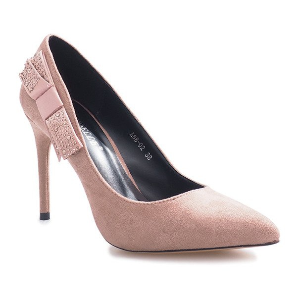 Ružičaste štikle s bordoškom mašnom ružičasta 1