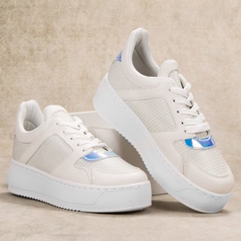 Ideal Shoes Tenisice sa sjajem bijela 1