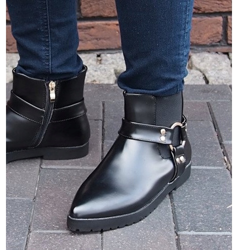 Tople elegantne čizme sa kopčom HW14 crne crno 1