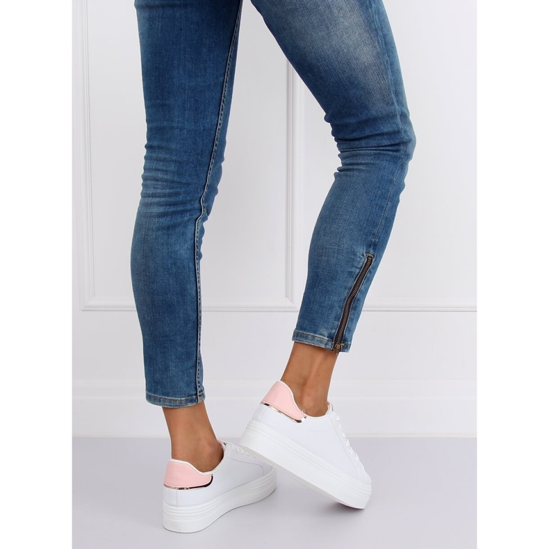 Tenisice na visokom potplatu bijele i ružičaste B0-31 BIJELE / ROZE bijela 1