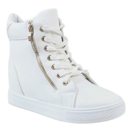 Bijele tenisice na klinastu petu sa zlatnim klizačem DD477-2 bijela 1