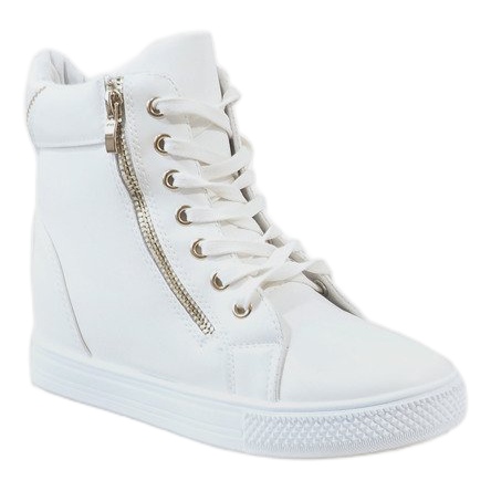 Bijele tenisice na klinastu petu sa zlatnim klizačem DD477-2 bijela 1