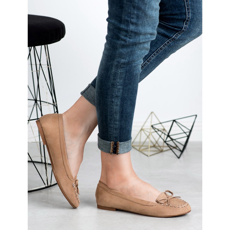 Small Swan Tamno bež mokasine s mašnom 1