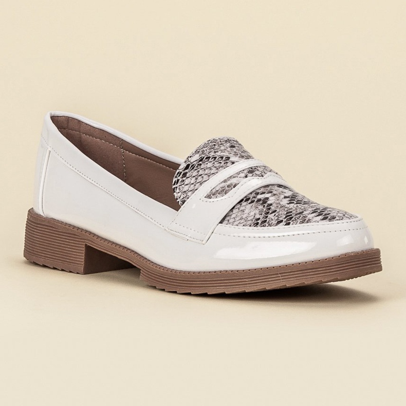 Bestelle Lakirane mokasine bijela smeđa 1