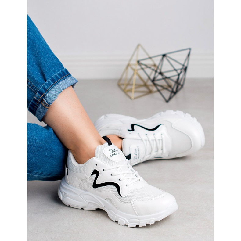 SHELOVET Sportske cipele na vezanje bijela 1