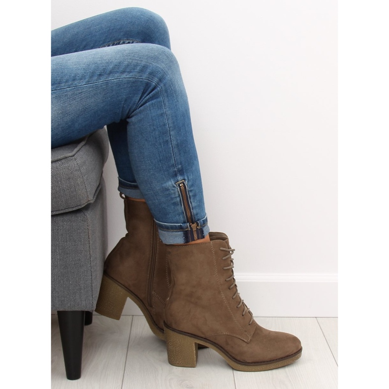 Smeđa 3638 kaki visoke pete na vezanje 2