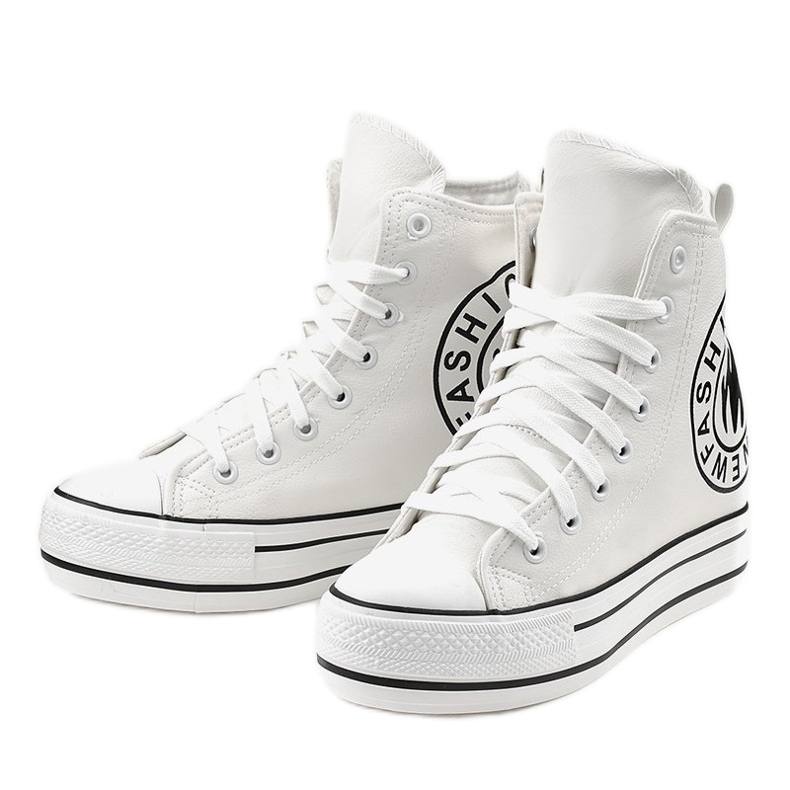 Bijele tenisice na klin W09 bijela 2