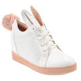 Bijele tenisice na zečicama na klin H6211-9 bijela 1