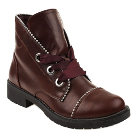 Kayla Shoes Maroon gležnjače na čipku 11606-73 crvena 1