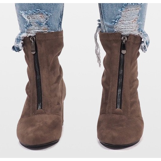 Čizme od Khaki antilopa s patentnim zatvaračem FOZ-01 višebojan zelena 1