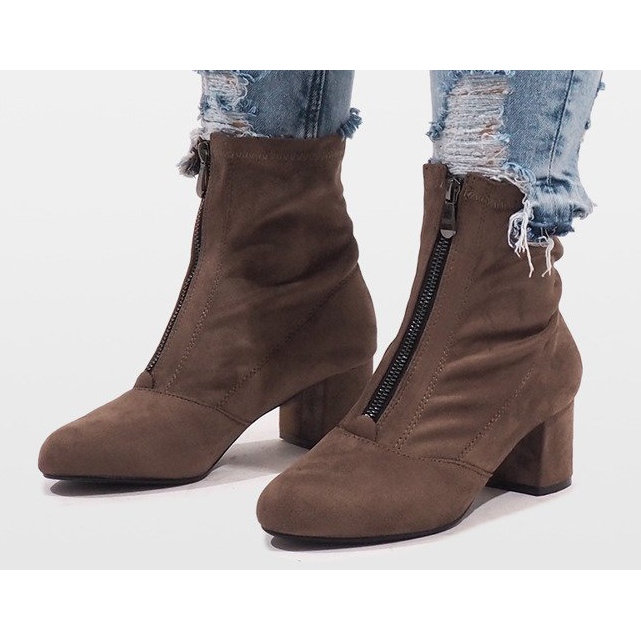 Čizme od Khaki antilopa s patentnim zatvaračem FOZ-01 raznobojna zelena 2