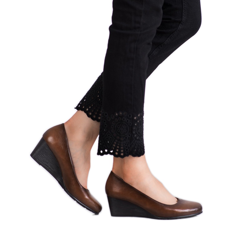 Vinceza Smeđe pumpe na klinu smeđa 2