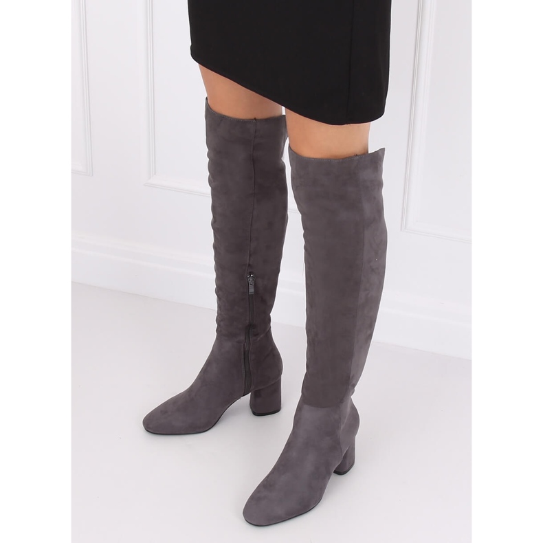 Siva Čizme preko koljena YQ215 Siva 1