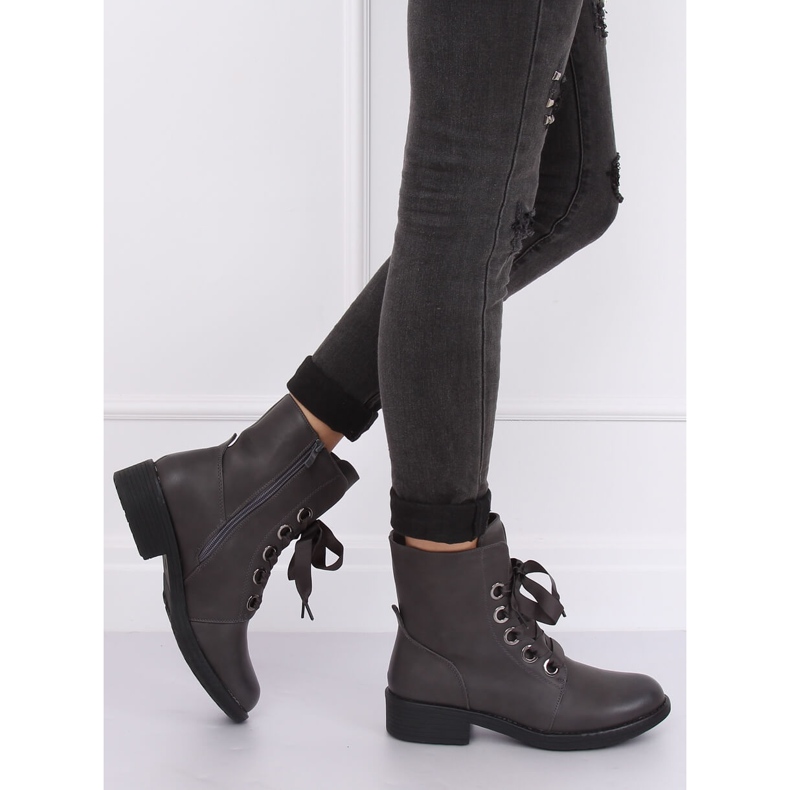 Sive čizme na vezanje sive ZX2805 Siva 1