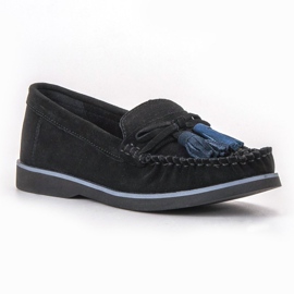 Filippo Kožne mokasine s resama crno 1